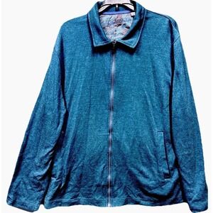 Robert Graham Men's Dorven Cotton Knit Full-Zip Sweater Jacket Size XL Blue